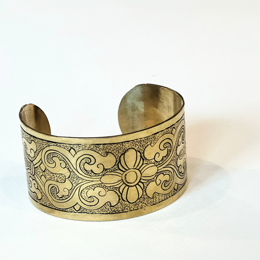 Engraved Brass Cuff